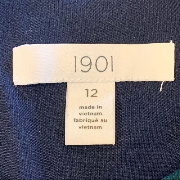 1901 Mini Shift Dress Navy Size 12 Blue and Green Accents - Picture 6 of 9